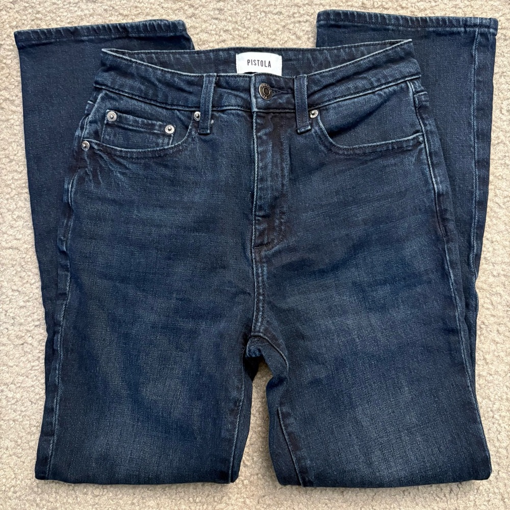 pistola lennon high rise crop jeans 25 in dark denim